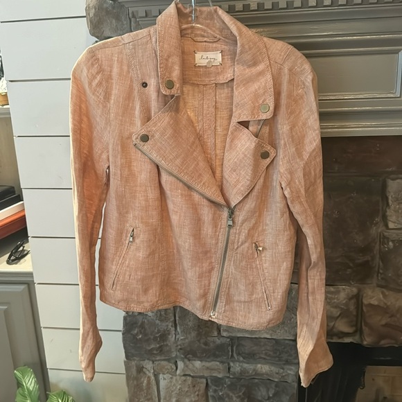 Lou & Grey 100% linen blush‎ moto jacket, small - Picture 3 of 8
